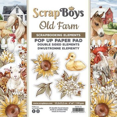 Scrapboys POP UP Paper Pad double sided elements - Old Farm