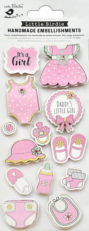 Little Birdie - 3D Stickers med Glitter - Daddys Little Girl