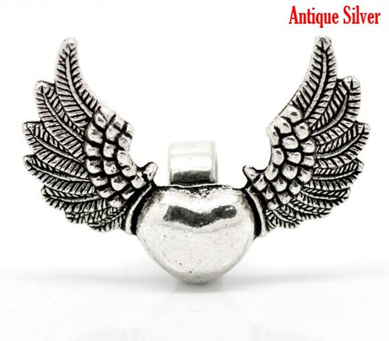 Antique Silver Wing&Heart 2 st