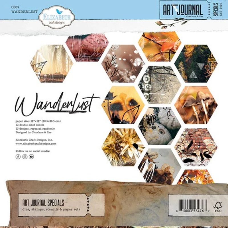 Elizabeth Craft Designs - Wanderlust Paper pack 12' x 12'