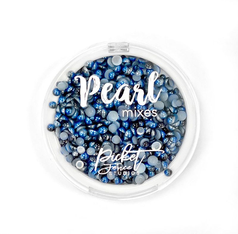 Picket Fence Studios Gradient Flatback Pearls Navy Blue & Charcoal Gray