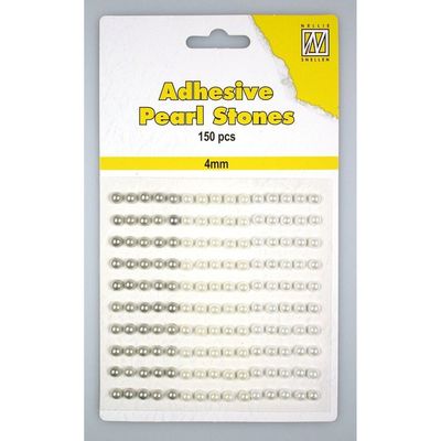 Nellie Snellen Adhesive Pearl Stones 4 mm - Vit