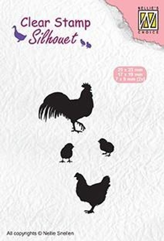 Nellies Choice Christmas Silhouette Clear stamps Rooster, Hen and Chicks
