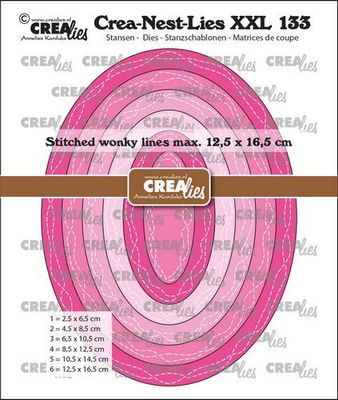Crealies Crea-nest-dies XXL Ovals with 2 wonky stitchlines