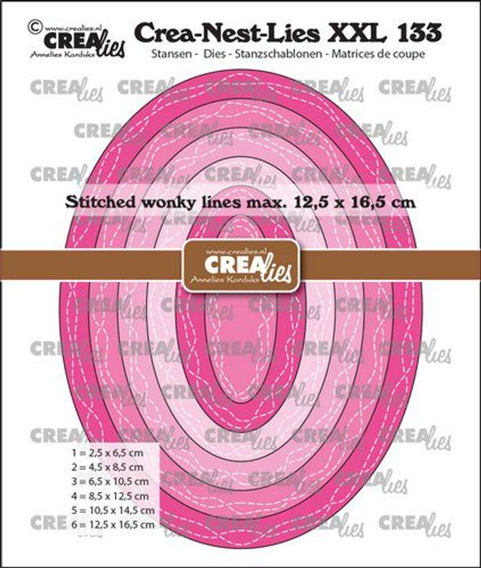 Crealies Crea-nest-dies XXL Ovals with 2 wonky stitchlines