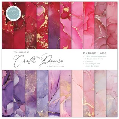Craft Consortium Essential Craft Papers Paperpad Ink Drops Rose 12 x 12