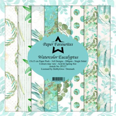 Paper Favourites - Watercolor Eucalyptus Paperpack 6' x 6'