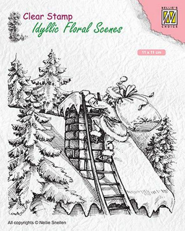 Nellies Choice Clear stamps Idyllic Floral Scenes - Santa Claus at Work