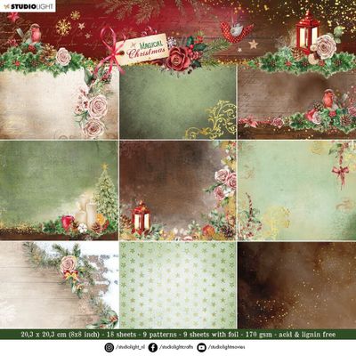 Studio Light Magical Christmas 8x8 Inch Paper Pad Backgrounds