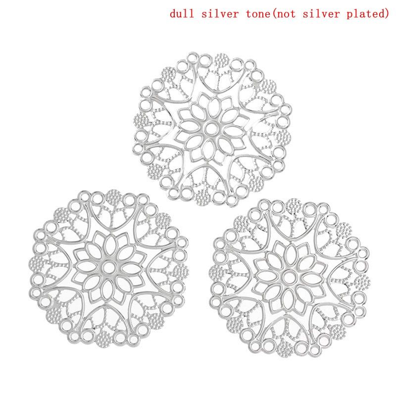 Metalldeko 5 st Blommor silver