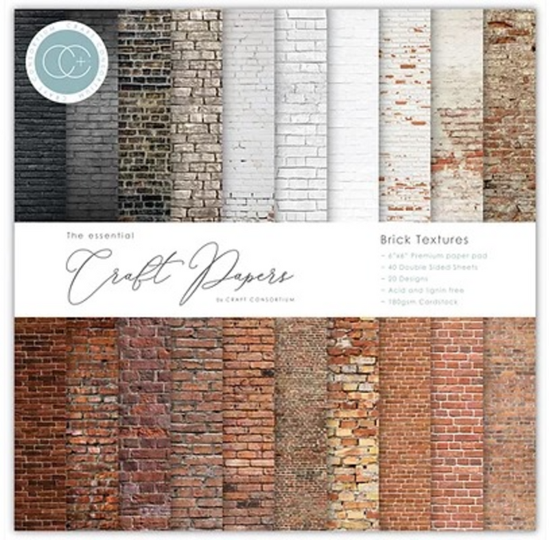 Craft Consortium Essential Craft Papers Paperpad Brick Textures 6 x 6
