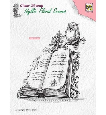 Nellie Snellen Clearstamp - Book with owl