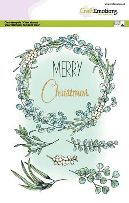 CraftEmotions clearstamps A5 - Eucalyptus Wreat Merry Christmas