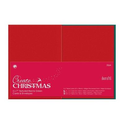 Create Christmas Kort och Kuvert 5x7 Inch, Röd+Grön