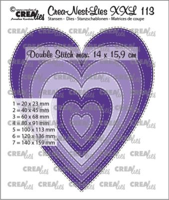 Crealies Crea-Nest-Lies XXL Dies No. 113 Slim Hearts with Double Stitch
