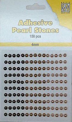 Nellie Snellen Adhesive Pearl Stones 4 mm - Brun
