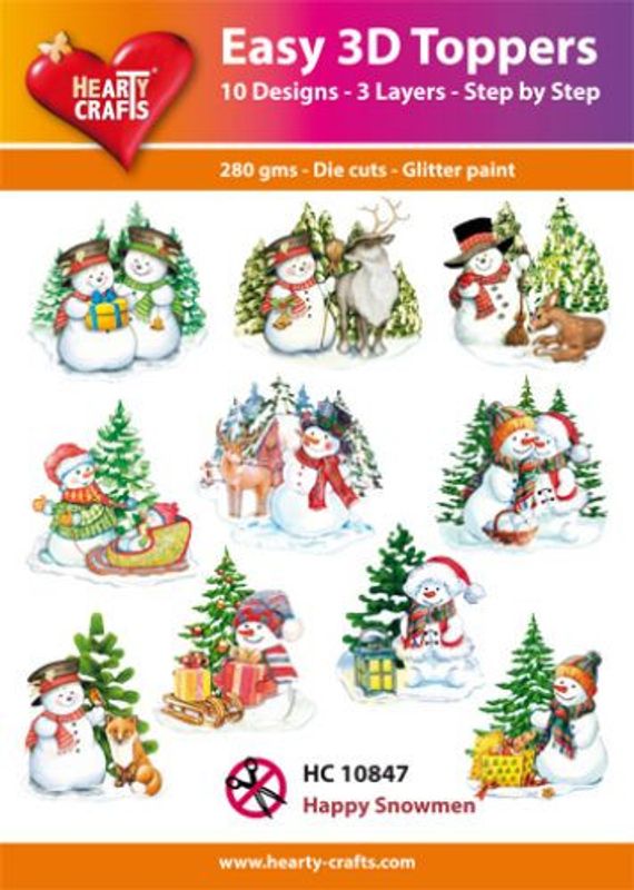 Hearty Crafts Easy 3D Toppers - Happy Snowmen