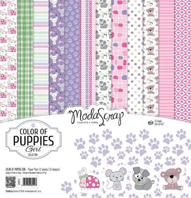 Moda Scrap - Color of Puppies Girl Collection Paperpad 12' x 12'