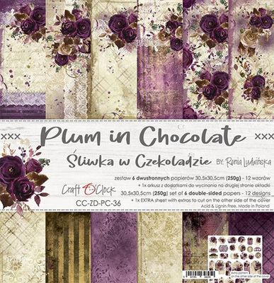 Craft O'Clock - Paper Collection Set 12"*12" Plum in Chocolate
