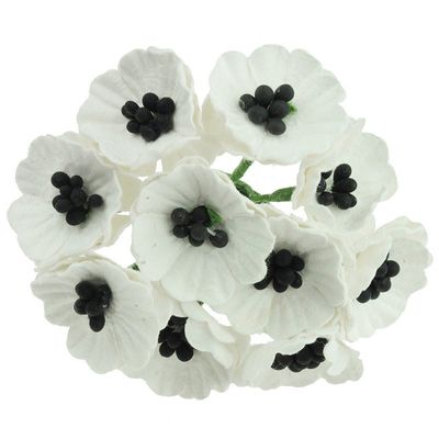 Poppy Flowers - White, mulberry paper