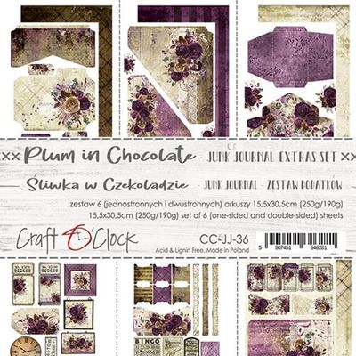 Craft O'Clock Junk Journal Extras Set - Plum in Chocolate