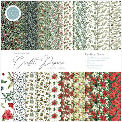 Craft Consortium Essential Craft Papers Paperpad Festive Flora 12 x 12