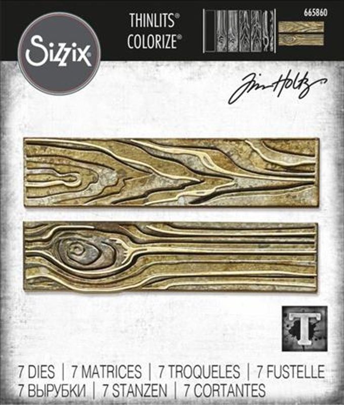 Sizzix/Tim Holtz Thinlits Die ”Woodgrain, Colorize”