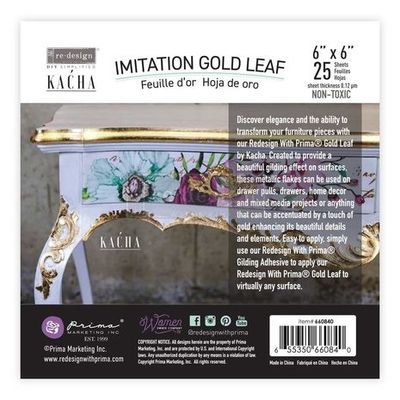 Re-Design with Prima Kacha Imitation Gold Leaf 5.5x5.5 Inch Sheets (25pcs)