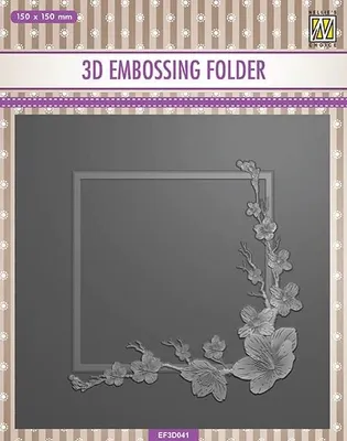 Nellie Snellen 3D Embossingfolder Square-frame with blossom