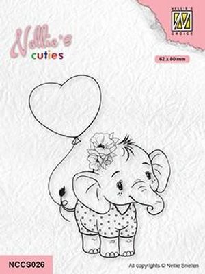 Nellie‘s Cuties Clear Stamp - Elephant with Heart