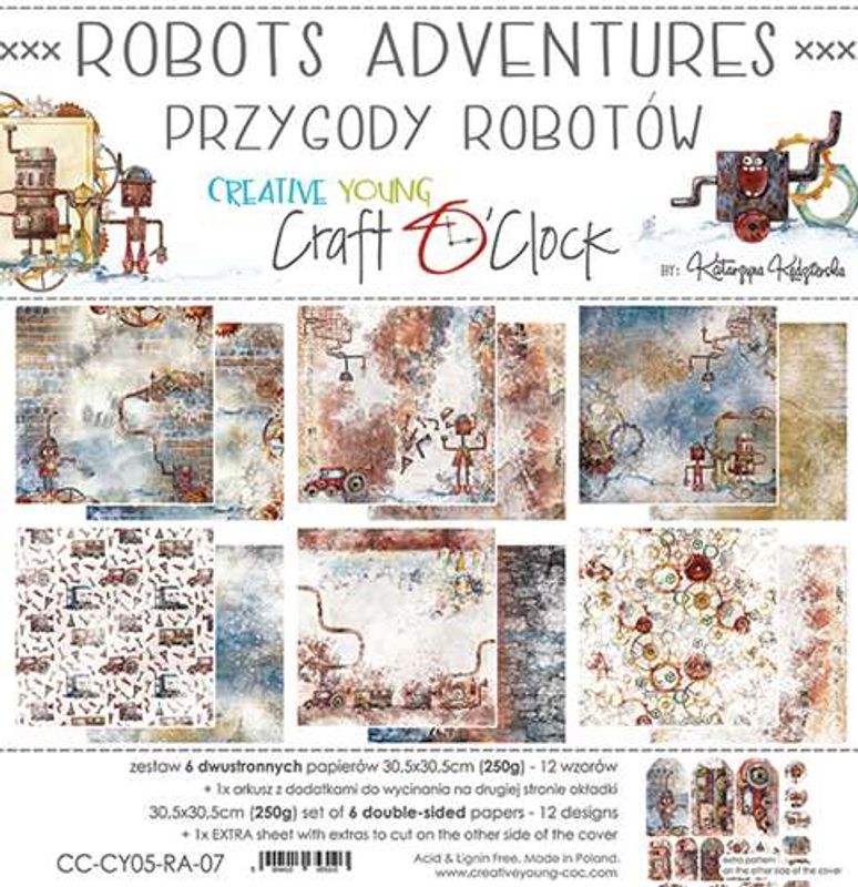 Craft O'Clock - Paper Collection Set 12"*12" Robots Adventures