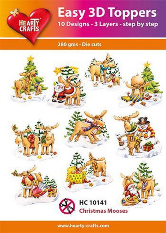 Hearty Crafts Easy 3D Toppers - Christmas Mooses