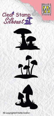 Nellie Snellen Clearstamp Silhouet - Mushrooms