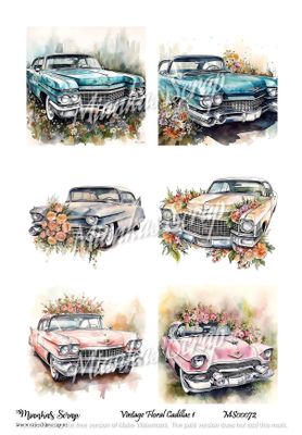 Miankas Scrap klippark - Vintage Floral Cadillac 1
