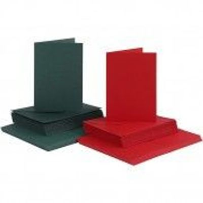 Kort och kuvert Röd/Grön 10,5 x 15 cm