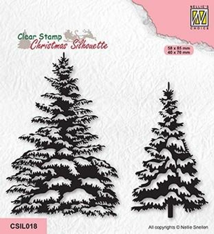 Nellies Choice Christmas Silhouette Clear stamps Snowy Pinetrees