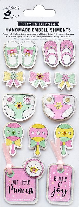 Little Birdie - 3D Stickers med Glitter - Bundle of Joy Pink