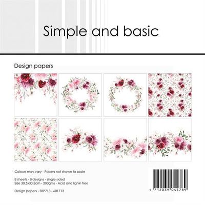 Simple and Basic Design Papers "Watercolour Roses" 12 x 12