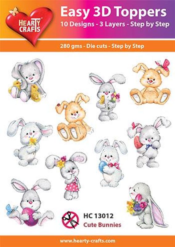 Hearty Crafts Easy 3D Toppers - Cute Bunnies