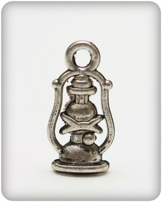 Metall Charm set silver Oil Lamp 4 st
