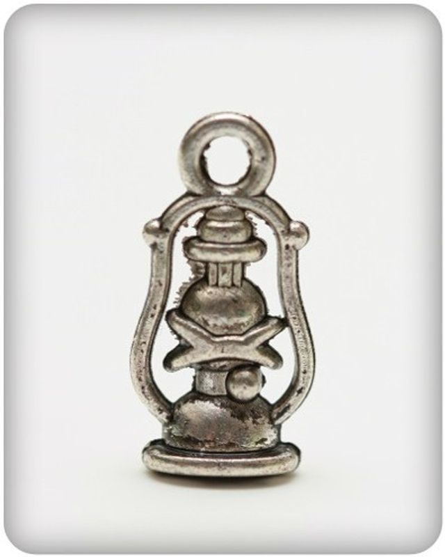 Metall Charm set silver Oil Lamp 4 st