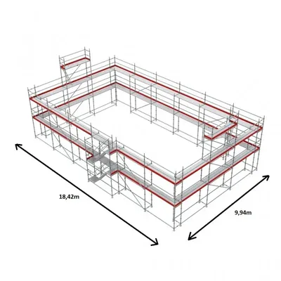 Variant 3 Byggställning modul stål 354m2 Med Plywood
