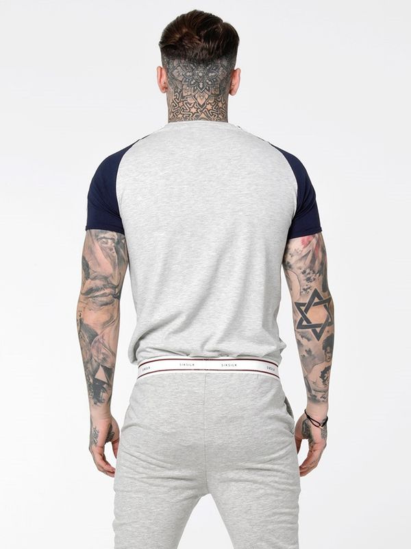 Raglan Taped Sports Gym Tee Grey