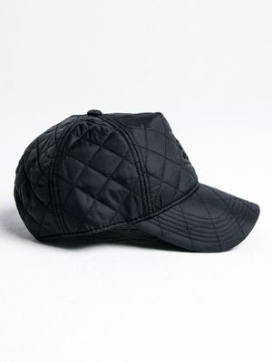 Quilted Nylon Trucker Black