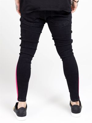 Low Rise Burst Knee Denim Black