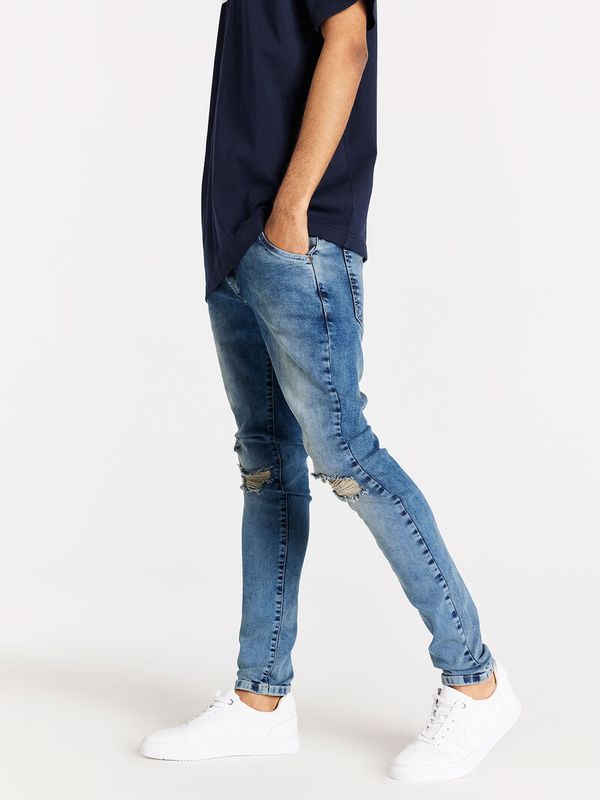 Distressed Slim Fit Washed Blue