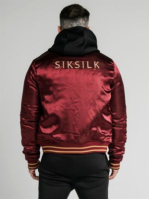 Satin Bomber Jacket Burgundy