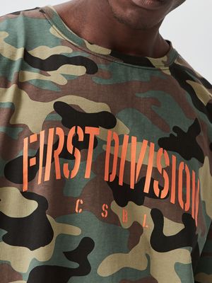 Patched Oversized Tee Camo/Orange