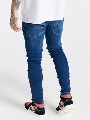 Blue Distressed Slim Fit Jeans