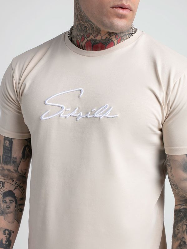 Embroidered Script Tee Stone